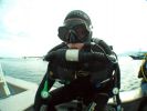 Will Goodman (UK) at the start of his record attempt for Longest continuous immersion on SCUBA (Ocean / Closed-circuit)